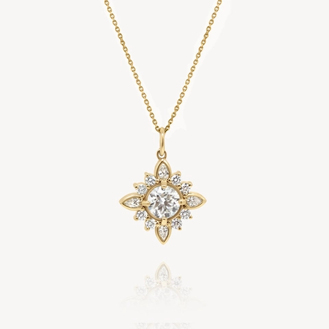 Vintage 925 Sterling Silver Star Pendant Necklace For Women Elegant Gold Platinum Plated Rhinestone Inlaid Clavicle Necklace Jewelry