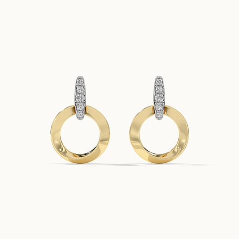 Orecchini a Lobo Rotondi in Argento Sterling S925 Strass Vintage Francese Lusso Geometrico Placcati Oro Donna Gioielli