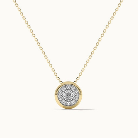 Collar con Colgante Redondo de Plata de Ley 925 para Mujer Lujo Ligero Minimalista con Diamantes de Imitación Joyería Fina Regalo