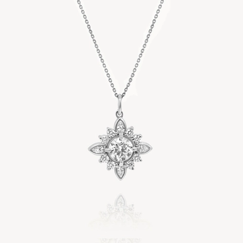 Vintage 925 Sterling Silver Star Pendant Necklace For Women Elegant Gold Platinum Plated Rhinestone Inlaid Clavicle Necklace Jewelry