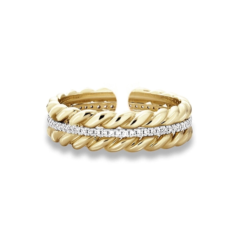 925 Sterling Zilveren Korenaar Open Ring Voor Vrouwen Gedraaid Koord Zirconia Ingelegd Verstelbaar Gepersonaliseerd Mode Sieraden Cadeau