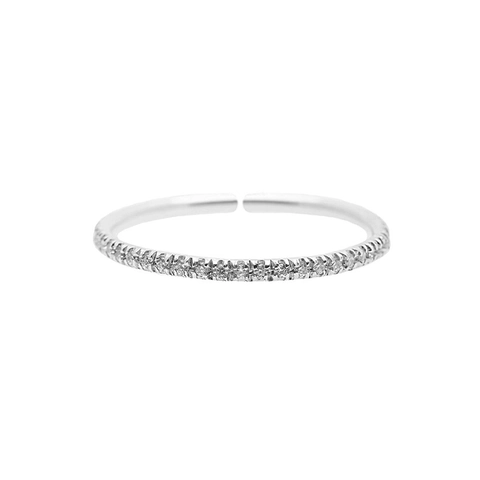 S925 Sterling Silver Opening Ring For Women Minimalist Zirconia Inlaid Adjustable Finger Ring Fashion Commute Light Luxury Jewelry Gift