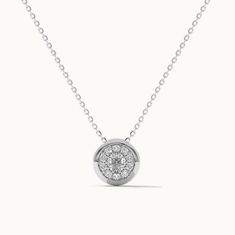 Collar con Colgante Redondo de Plata de Ley 925 para Mujer Lujo Ligero Minimalista con Diamantes de Imitación Joyería Fina Regalo