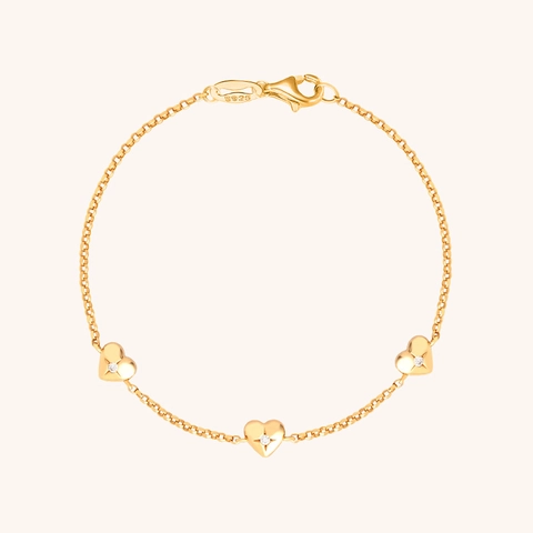 Minimalist 925 Sterling Silver Heart Rhinestone Bracelet For Women 18K Gold Plated Heart Link Chain Bracelet Fashion Jewelry Gift