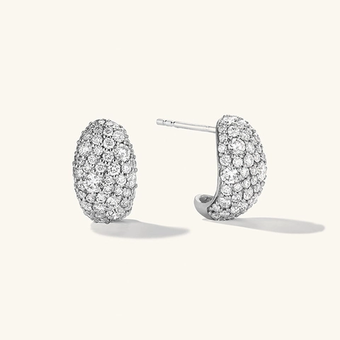 925 Sterling Zilver Pave Strass Oorknopjes Luxe C-Vormige Ring Oorbellen Voor Vrouwen Elegante Geometrische Sieraden
