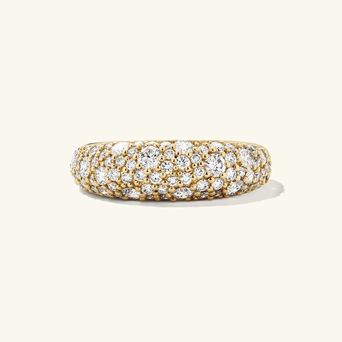 925 Sterling Silver Wide Band Ring For Women Men Full Pave Zirconia Dome Ring 18K Gold Plated Geometric Pave Jewelry Engagement Wedding Party Gift
