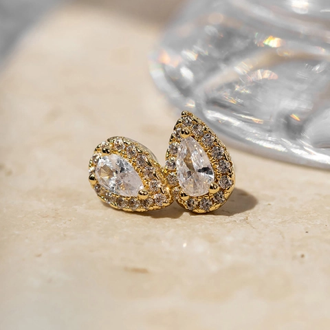 925 Sterling Silver Geometric Rhinestone Stud Earrings For Women Minimalist Heart Round Square Waterdrop Shape Jewelry