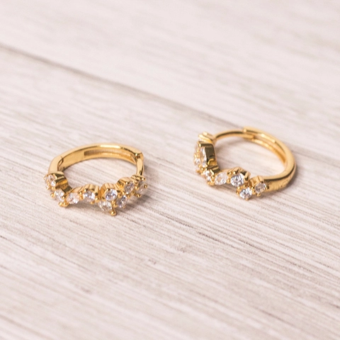 Pendientes de Aro Irregulares en Plata de Ley 925 para Mujer Hebilla de Oreja Geométrica con Incrustaciones de Circonia Joyería de Moda Regalo