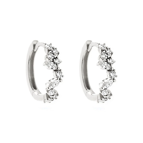 Pendientes de Aro Irregulares en Plata de Ley 925 para Mujer Hebilla de Oreja Geométrica con Incrustaciones de Circonia Joyería de Moda Regalo