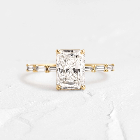 Anello in Argento Sterling S925 Con Zirconia Taglio Radiant Placcato Oro 18K Anello Geometrico Minimalista da Donna
