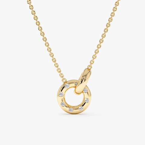 925 Sterling Zilveren Dubbele In elkaar Grijpende Ring Hanger Halsketting Voor Vrouwen Luxe Strass Geometrische Sieraden