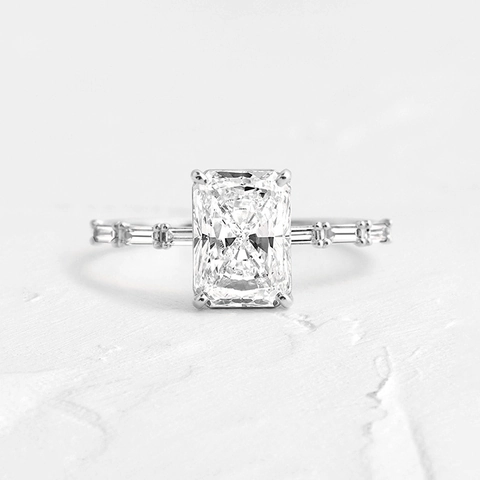 Anello in Argento Sterling S925 Con Zirconia Taglio Radiant Placcato Oro 18K Anello Geometrico Minimalista da Donna