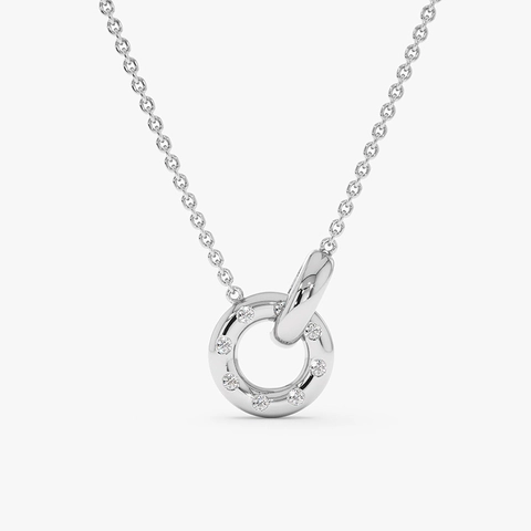 925 Sterling Zilveren Dubbele In elkaar Grijpende Ring Hanger Halsketting Voor Vrouwen Luxe Strass Geometrische Sieraden