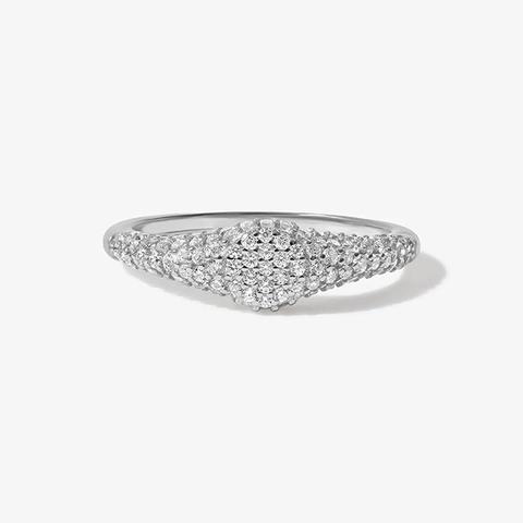925 Sterling Silver Pavé Zirconia Geometric Ring Minimalist 18K Gold Plated Luxury Band Ring For Women Jewelry Gift