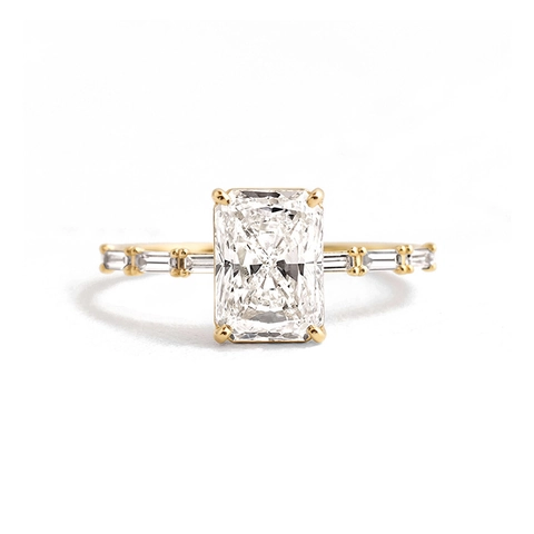 Anello in Argento Sterling S925 Con Zirconia Taglio Radiant Placcato Oro 18K Anello Geometrico Minimalista da Donna