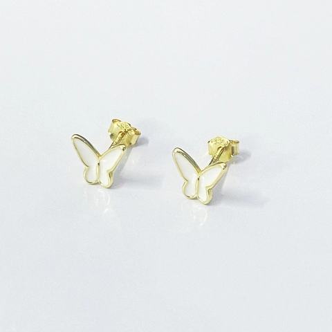 Exquise Vlinder Emaille Oorknopjes Voor Vrouwen 925 Sterling Zilver Verguld Diervorm Mode Oorsieraden Cadeau