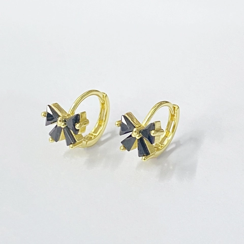 925 Sterling Zilveren Zwarte Strik Oorbellen Voor Dames Verguld Zirconia Zoete Mode Sieraden Elegante Kleine Huggie Oorbellen Cadeau