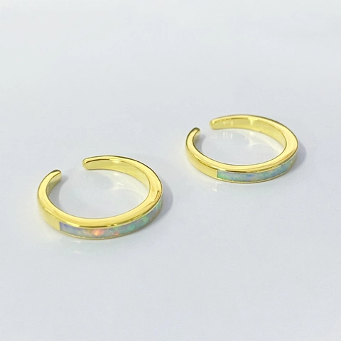 Anello da Piede Aperto in Argento Sterling 925 Placcato Oro con Opale per Donna Sexy Regolabile Gioielli da Piede Spiaggia