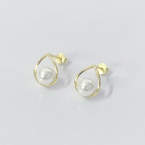 Elegant Waterdrop Shaped Artificial Pearl Stud Earrings With 925 Sterling Silver Earring Post Geometric Minimalist Fashion Jewelry For Women