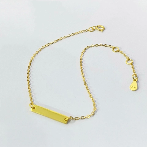 Pulsera de Barra Minimalista de Plata de Ley 925 para Mujer Oro Galvanizado Pulsera de Eslabones Geométricos Joyas de Uso Diario