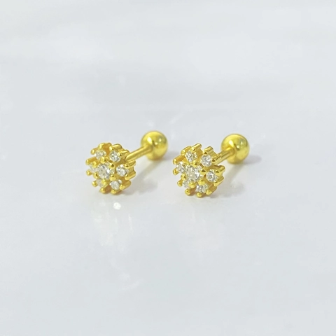 S925 Sterling Silver Zirconia Flower Screw Back Stud Earrings For Women Tiny Floral Earrings Simple Fashion Jewelry Ear Studs