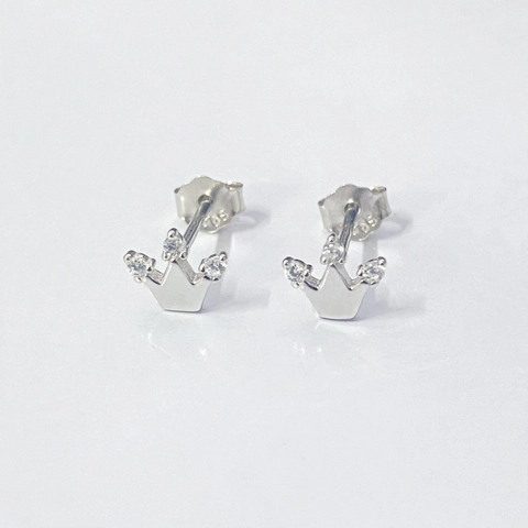 Orecchini a Bottone a Corona in Argento Sterling 925 per Donna Squisita Zirconia Intarsiata Gioielli Minimalisti Ipoallergenici