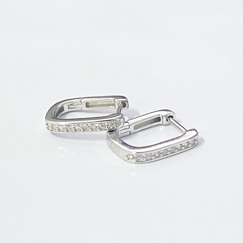925 Sterling Silver U-Shaped Zirconia Hoop Earrings Minimalist Row Drill Geometric Huggie Earrings For Women Jewelry Gift