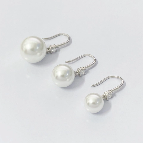Orecchini a Gancio in Argento Sterling 925 Con Perla e Zirconia Moda Lusso Leggero Gioielli Geometrici Con Perle Artificiali