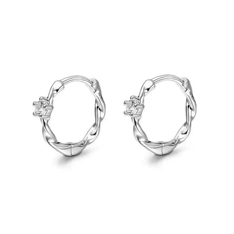 Orecchini a Cerchio Mobius in Argento Sterling S925 per Donna con Zirconia Lucida Intarsiata Gioielli Minimalisti Geometrici Galvanizzati