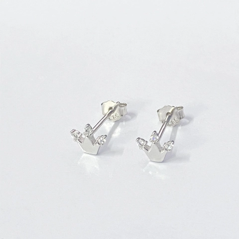 Orecchini a Bottone a Corona in Argento Sterling 925 per Donna Squisita Zirconia Intarsiata Gioielli Minimalisti Ipoallergenici
