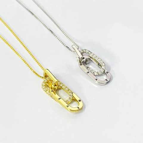 Collana con Pendente a Cerchi Intrecciati in Argento Sterling 925 con Zirconia per Donna Gioielli con Incisione Forever
