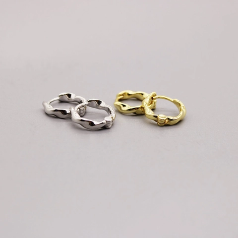 Pendientes de Aro Geométricos Irregulares de Plata de Ley 925 para Hombre Mujer Pendientes Huggie Minimalistas Bañados en Oro Plata