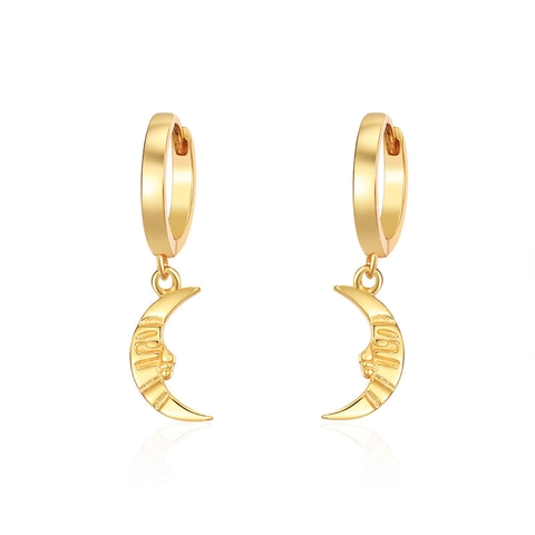 Orecchini a Goccia in Argento Sterling 925 Barocco con Viso di Luna per Donna Vintage Sbalzato Mezzaluna Orecchini Huggie