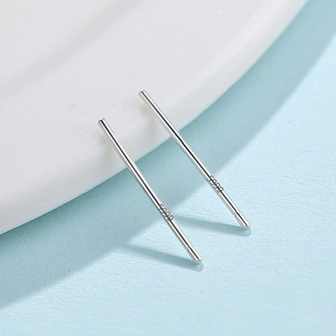 S999 Fine Silver Minimalist Bar Stud Earrings For Women Men Hypoallergenic Small Earring Posts Anti Clogging Jewelry