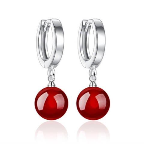 Orecchini Pendenti in Argento Sterling 925 Con Agata Rossa Per Donna Vintage Tondi Geometrici Gioielli Regalo Matrimonio