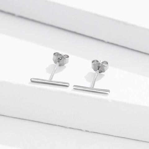 925 Sterlingsilber Balken Ohrstecker Für Damen Herren Minimalistisch Geometrische Linie Kleine Ohrringe Platin Gold Überzogen