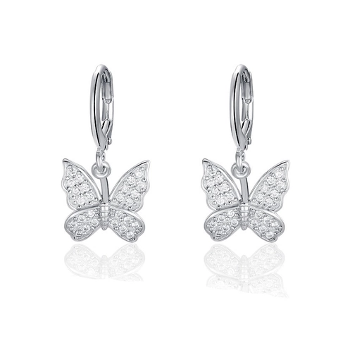 Orecchini a Cerchio Farfalla in Argento Sterling 925 per Donna con Zirconia Intarsiata Elegante Gioielli di Moda Galvanizzati