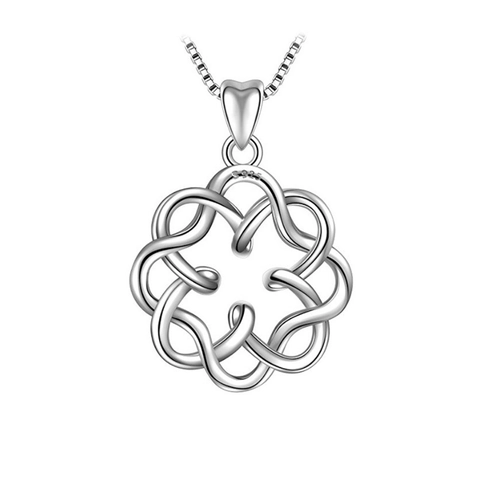 Collana con Pendente a Fiocco in Argento Sterling 925 Choker Minimalista Nodo Concentrico per Donna Uomo Gioielli Galvanizzati