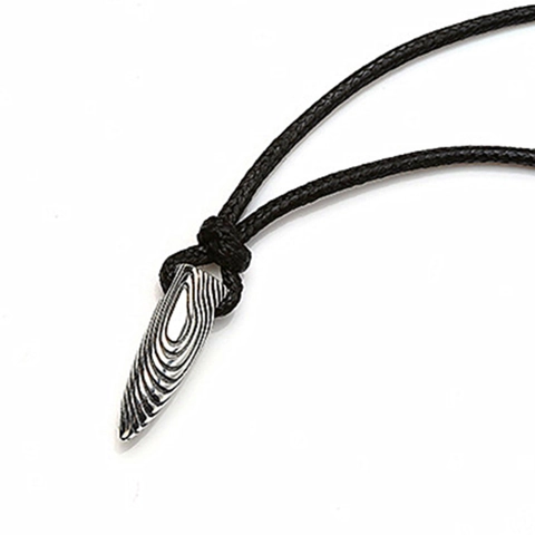 Collana con Ciondolo a Proiettile in Argento Sterling 925 Vintage per Uomo Donna Gioielli con Motivo a Onde Industriali con Cordino Nero