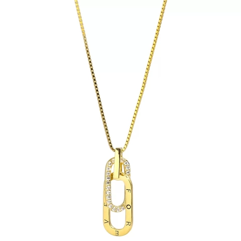 Collana con Pendente a Doppio Anello Intrecciato in Argento Sterling 925 per Donna Gioielli con Strass Incisi Forever Regalo