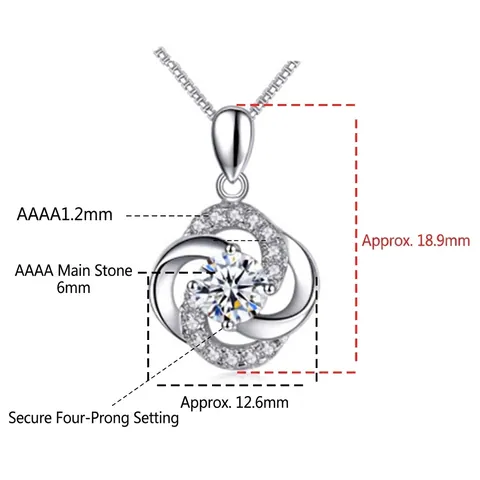 Collana con Ciondolo a Quadrifoglio in Argento Sterling 925 per Donna Gioielli di Lusso con Strass Intarsiato a Forma di Fiore