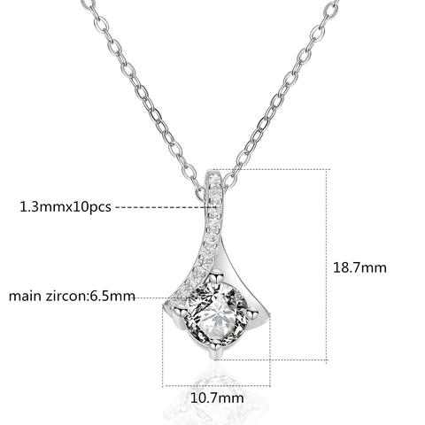 Collana con Ciondolo in Argento Sterling 925 per Donna Micro Intarsiato Zirconia Geometrico Nappina Catena Moda Accessorio