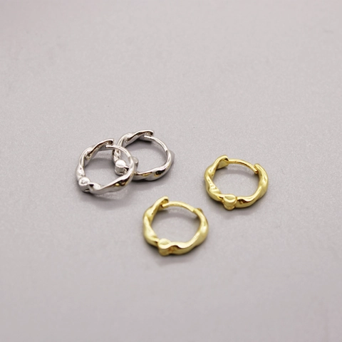 Pendientes de Aro Geométricos Irregulares de Plata de Ley 925 para Hombre Mujer Pendientes Huggie Minimalistas Bañados en Oro Plata