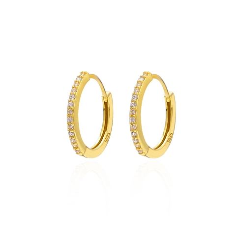 Orecchini Huggie Hoop in Argento Sterling 925 per Donna Lusso Orecchini a Cerchio con Strass a Fila Singola Gioielli