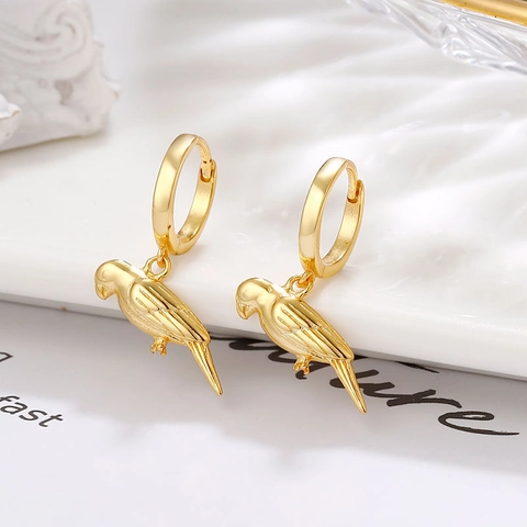 S925 Sterling Zilveren Papegaai Hoop Oorbellen Realistische Vogel Dier Patroon Voor Vrouwen Mode Sieraden Accessoires
