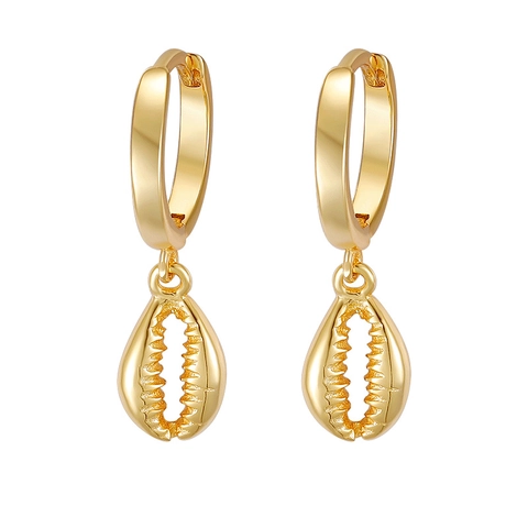 Orecchini a Cerchio con Pendente a Conchiglia in Argento Sterling 925 Stile INS Lusso Leggero Francese Orecchini Huggie Oro Argento Donna