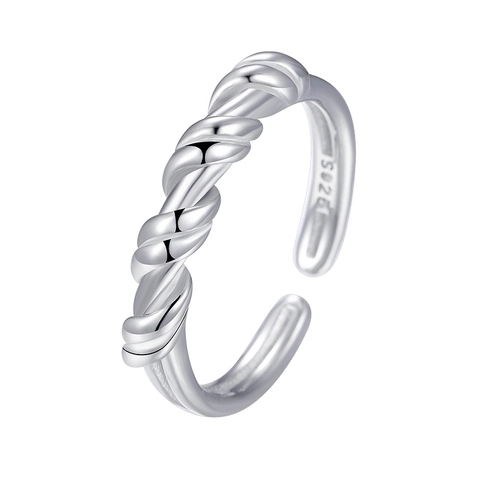 S925 Sterling Silver Knot Open Ring For Women Minimalist Twist Rope Adjustable Finger Ring Korean Niche Design Jewelry Gift