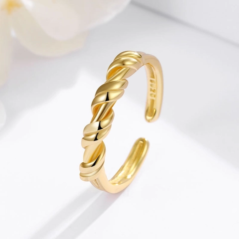 S925 Sterling Silver Knot Open Ring For Women Minimalist Twist Rope Adjustable Finger Ring Korean Niche Design Jewelry Gift