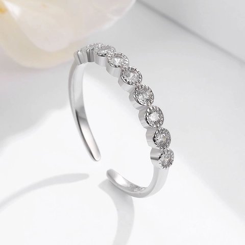925 Sterlingsilber Zirkonia Eingelegt Einstellbarer Offener Ring Platin Gold Galvanisiert Minimalistischer Schmuck Für Damen