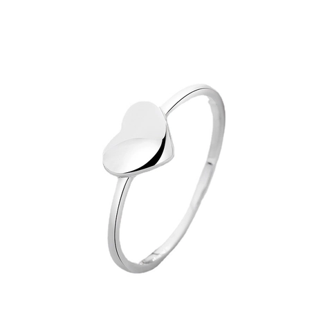 Korean Minimalist 925 Sterling Silver Heart Ring For Women Fresh Sweet Platinum Plated Polished Finger Ring Daily Jewelry Gift